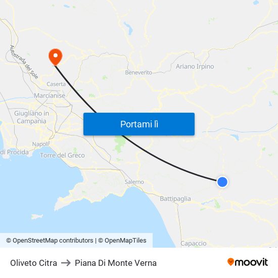 Oliveto Citra to Piana Di Monte Verna map