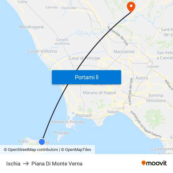 Ischia to Piana Di Monte Verna map