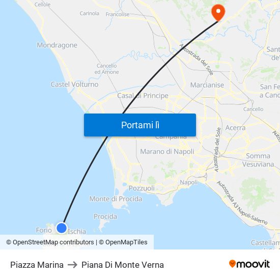 Piazza Marina to Piana Di Monte Verna map