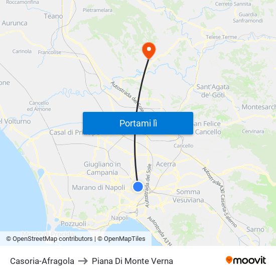 Casoria-Afragola to Piana Di Monte Verna map