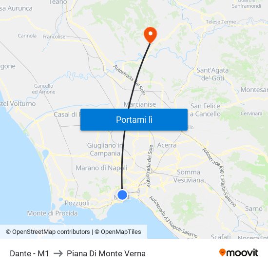 Dante - M1 to Piana Di Monte Verna map