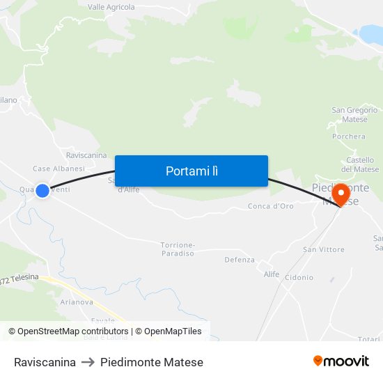 Raviscanina to Piedimonte Matese map