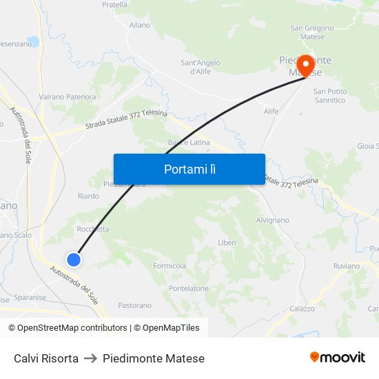 Calvi Risorta to Piedimonte Matese map
