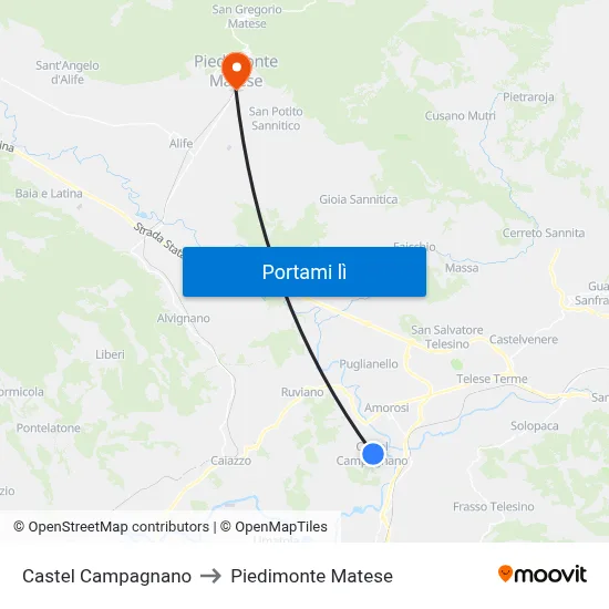 Castel Campagnano to Piedimonte Matese map