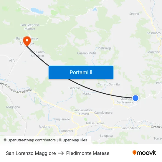San Lorenzo Maggiore to Piedimonte Matese map