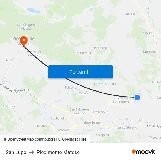 San Lupo to Piedimonte Matese map