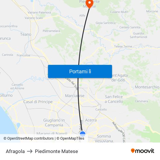 Afragola to Piedimonte Matese map