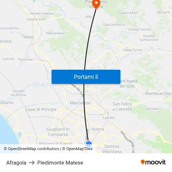 Afragola to Piedimonte Matese map