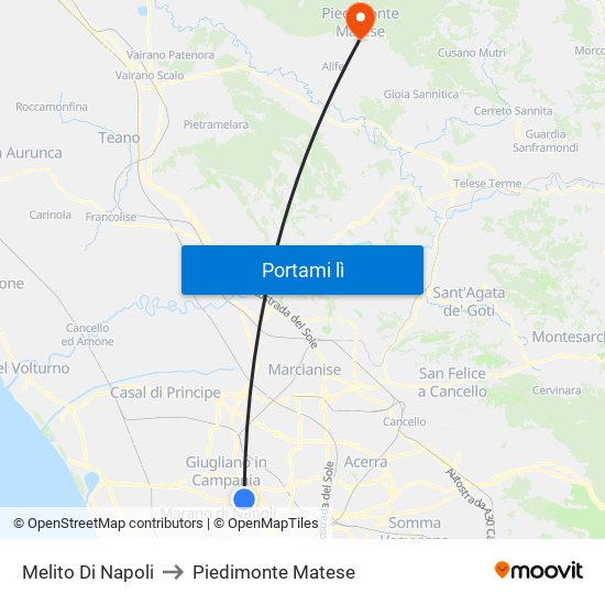 Melito Di Napoli to Piedimonte Matese map