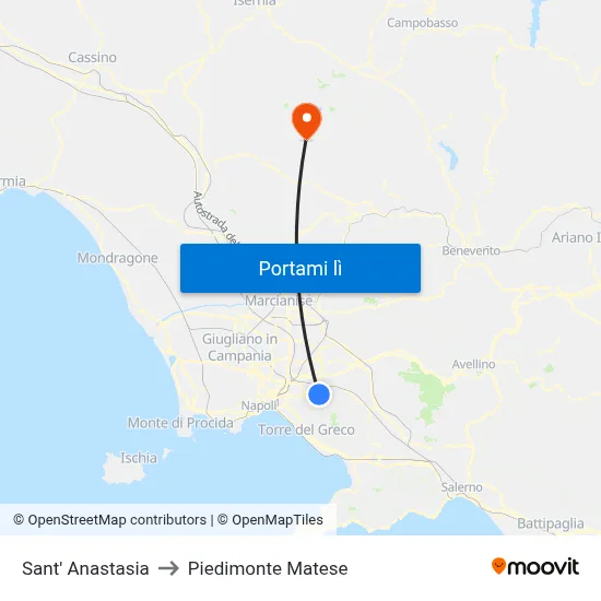 Sant' Anastasia to Piedimonte Matese map