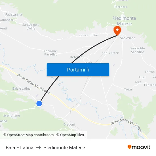 Baia E Latina to Piedimonte Matese map