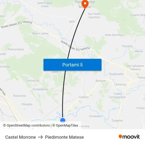 Castel Morrone to Piedimonte Matese map