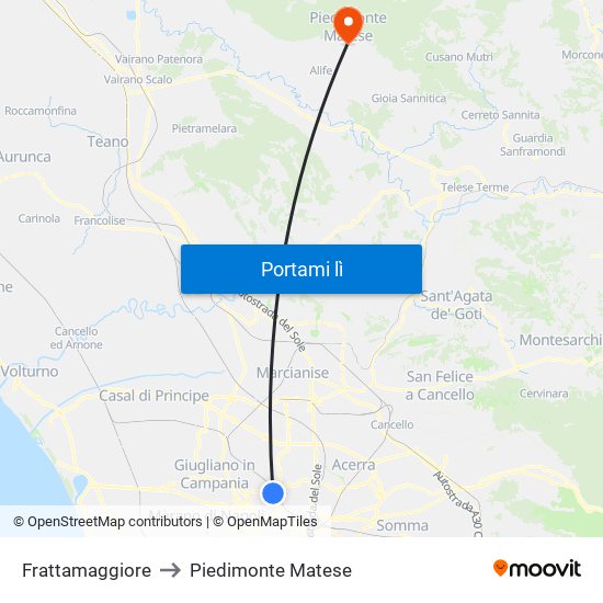 Frattamaggiore to Piedimonte Matese map