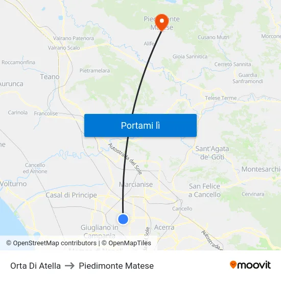 Orta Di Atella to Piedimonte Matese map