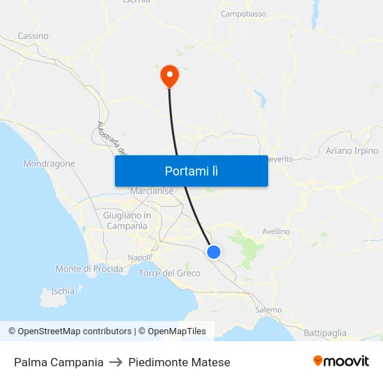 Palma Campania to Piedimonte Matese map