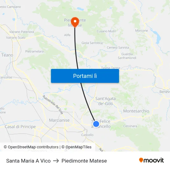 Santa Maria A Vico to Piedimonte Matese map