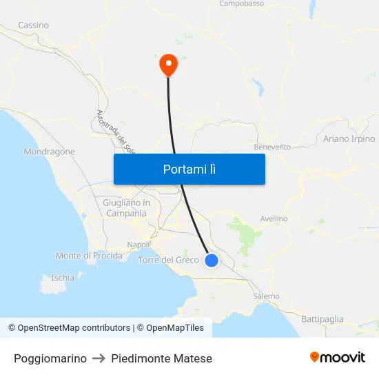 Poggiomarino to Piedimonte Matese map