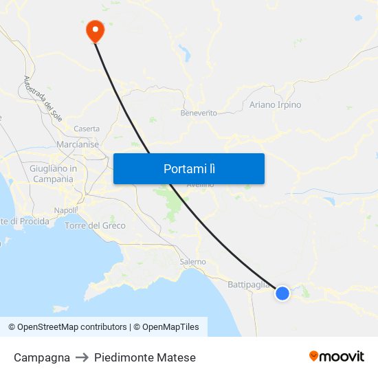 Campagna to Piedimonte Matese map