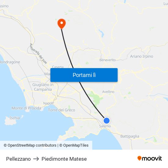 Pellezzano to Piedimonte Matese map