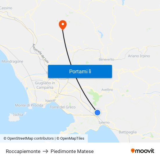 Roccapiemonte to Piedimonte Matese map