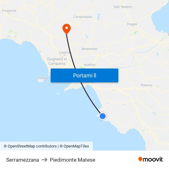 Serramezzana to Piedimonte Matese map