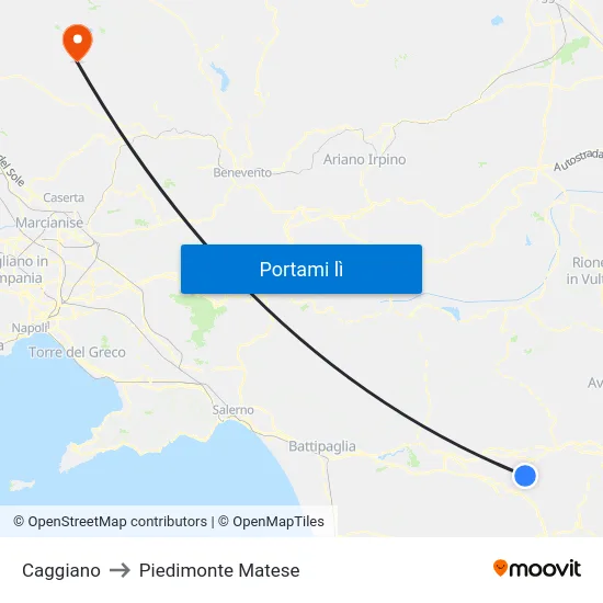 Caggiano to Piedimonte Matese map