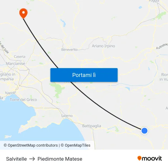 Salvitelle to Piedimonte Matese map
