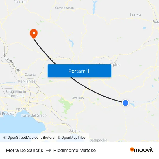 Morra De Sanctis to Piedimonte Matese map