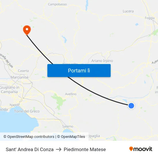 Sant' Andrea Di Conza to Piedimonte Matese map