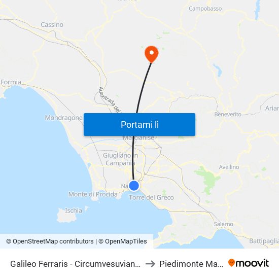 Galileo Ferraris - Circumvesuviana E.A.V. to Piedimonte Matese map