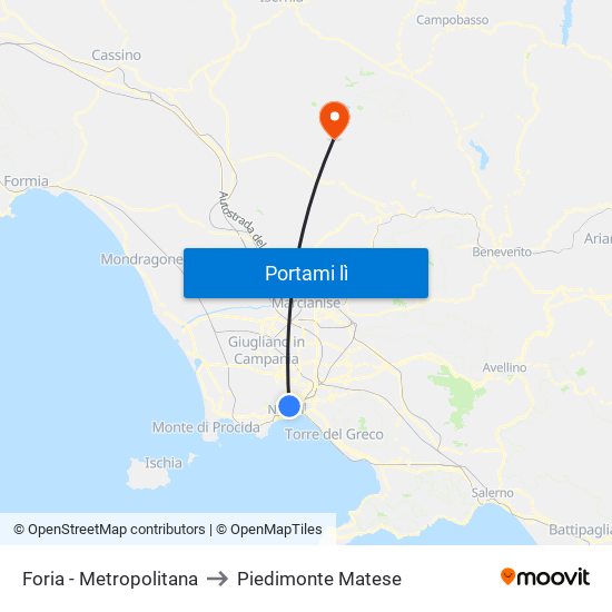 Foria - Metropolitana to Piedimonte Matese map