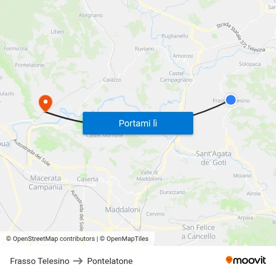Frasso Telesino to Pontelatone map