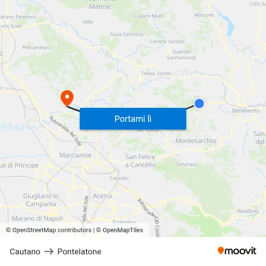 Cautano to Pontelatone map