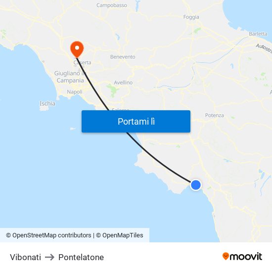 Vibonati to Pontelatone map