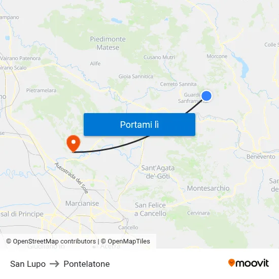 San Lupo to Pontelatone map