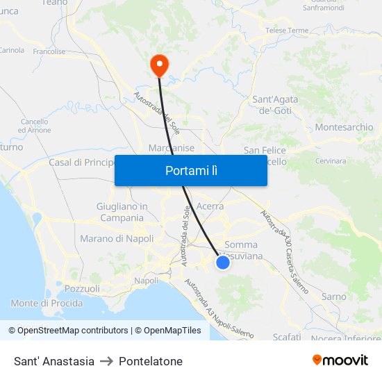 Sant' Anastasia to Pontelatone map