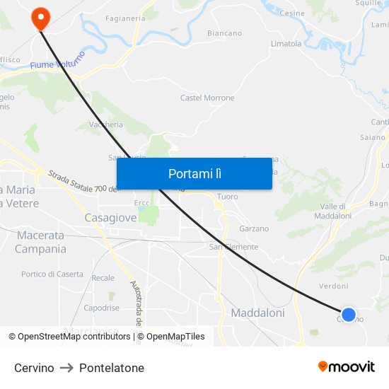 Cervino to Pontelatone map