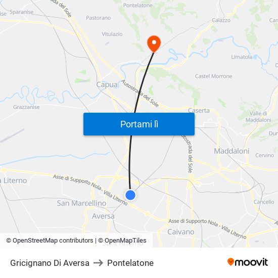 Gricignano Di Aversa to Pontelatone map