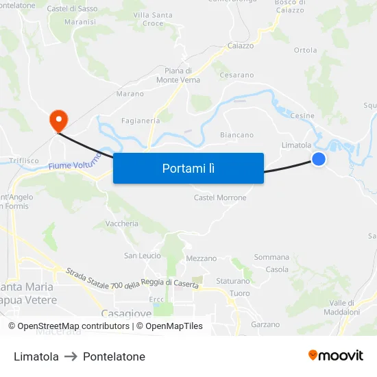 Limatola to Pontelatone map