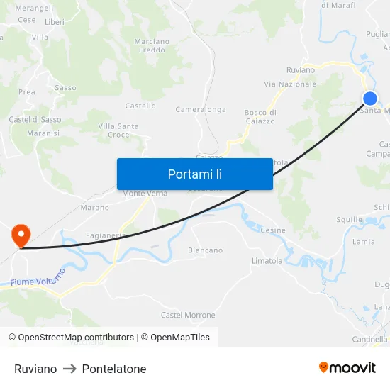 Ruviano to Pontelatone map