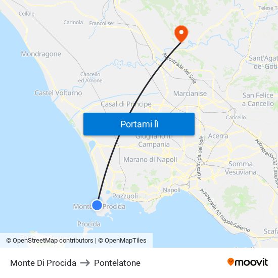 Monte Di Procida to Pontelatone map