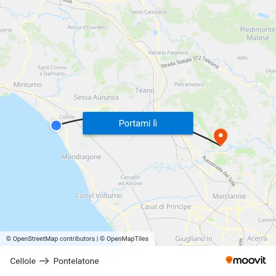 Cellole to Pontelatone map