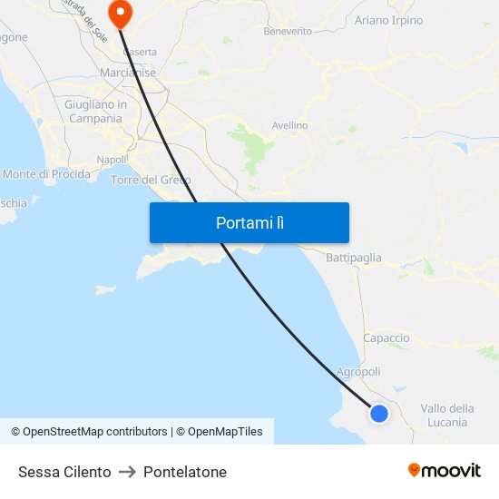 Sessa Cilento to Pontelatone map