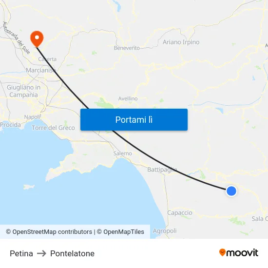 Petina to Pontelatone map