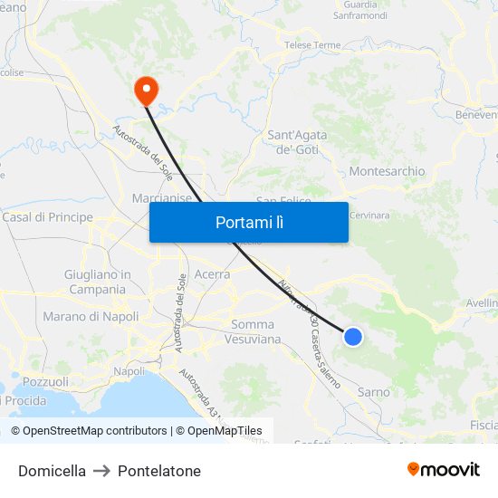 Domicella to Pontelatone map