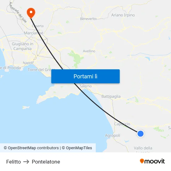 Felitto to Pontelatone map