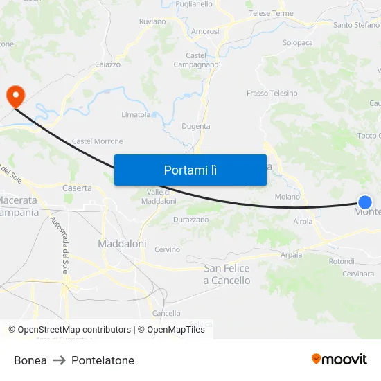 Bonea to Pontelatone map