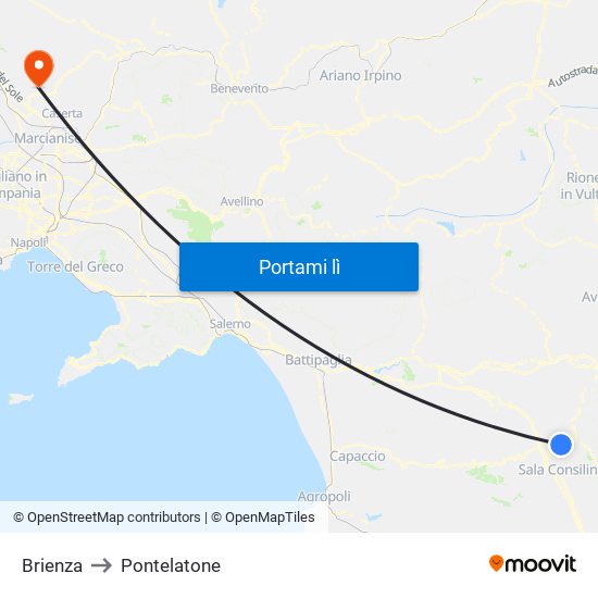 Brienza to Pontelatone map