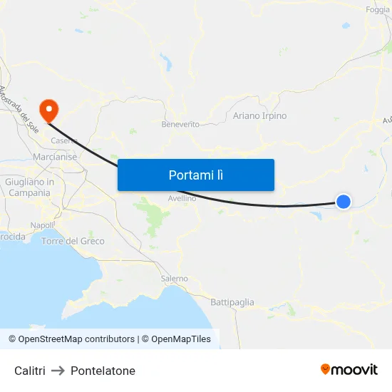 Calitri to Pontelatone map