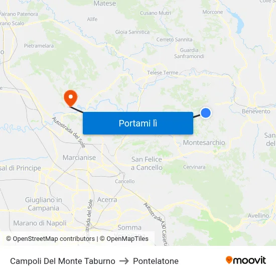 Campoli Del Monte Taburno to Pontelatone map